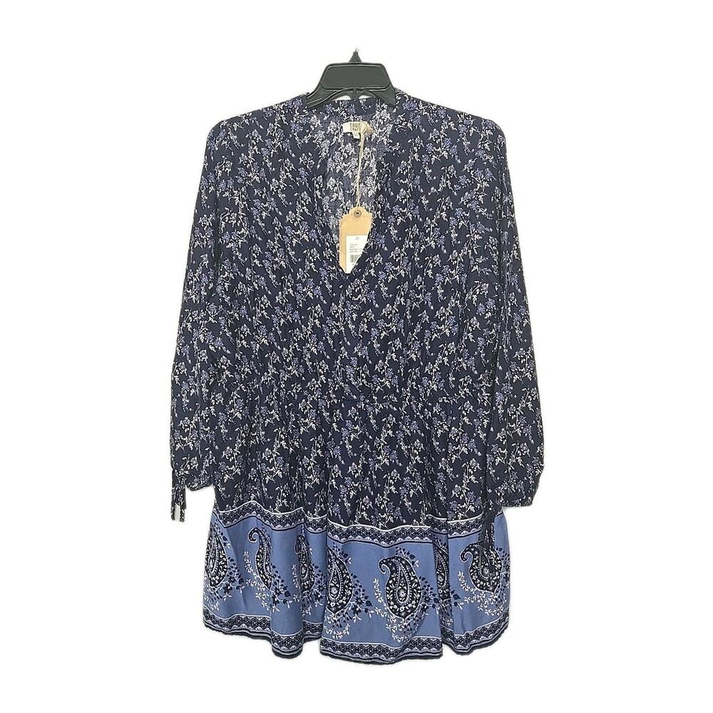 True Craft Modern Cowboy‎ 2X Navy Floral Print Rayon Mini Dress Summer
